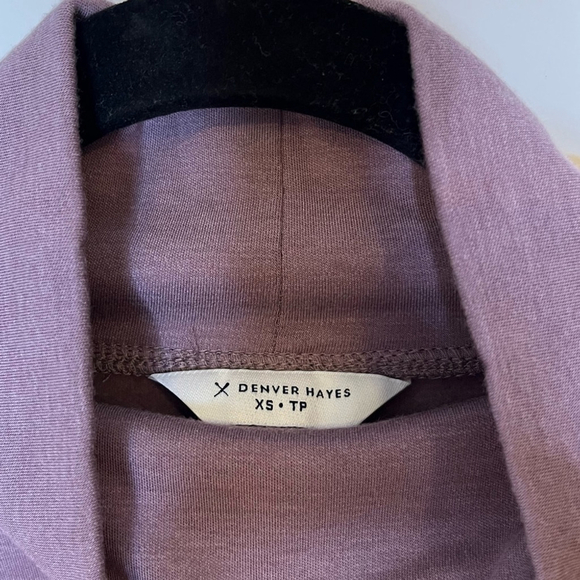 NWT DENVER HAYES Lilac Purple Mock Neck Jersey Knit Relaxed Long Sleeve Top XS-M - Picture 10 of 14